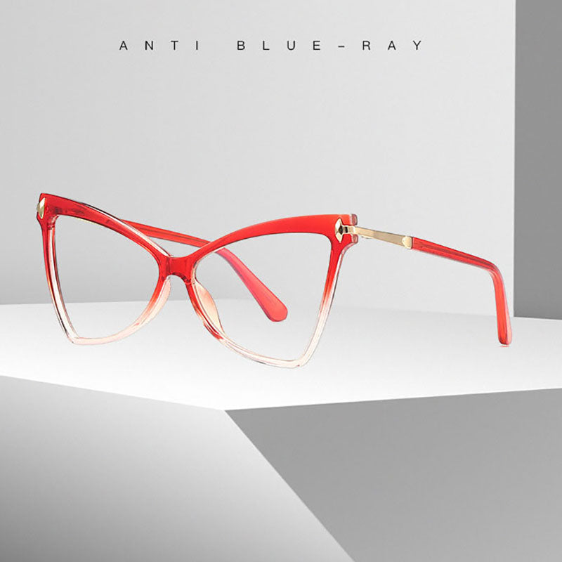 Hotony Women's Full Rim Cat Eye TR 90 Frame Eyeglasses 2077 Full Rim Hotony   