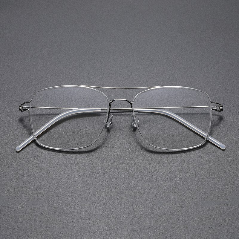 Gatenac Unisex Full Rim Square Titanium Alloy Screwless Frame Eyeglasses Gxyj693 Full Rim Gatenac Silver  