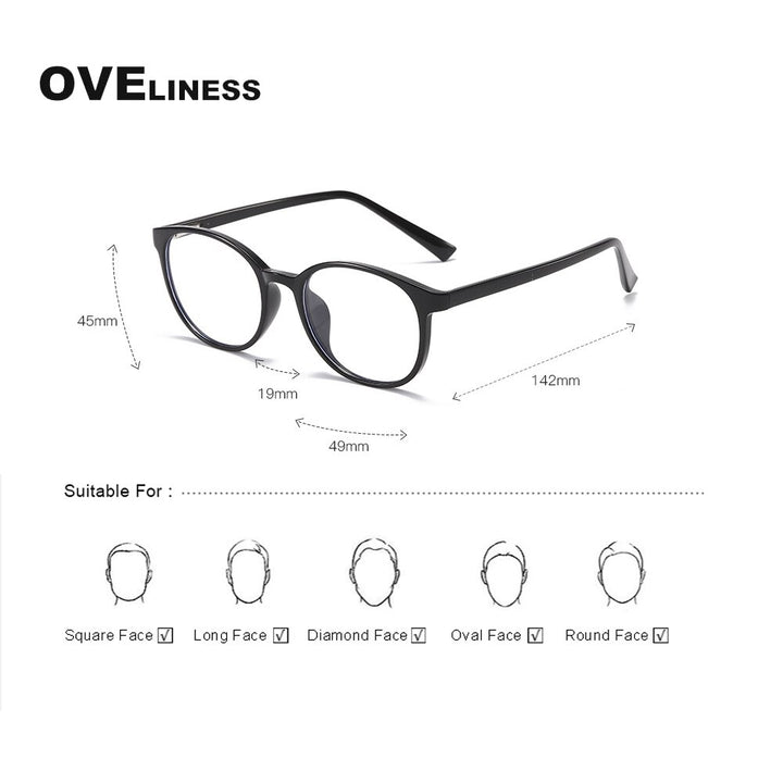 Oveliness Unisex Full Rim Round Square Tr 90 Titanium Eyeglasses 8109 Full Rim Oveliness   