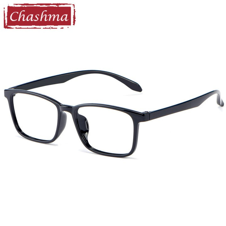Unisex Eyeglasses Plastic Titanium TR90 Light Flexible 3058 Frame Chashma Bright Black  