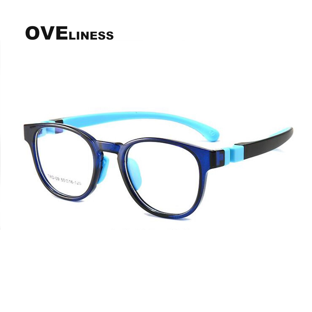 Oveliness Unisex Children's Full Rim Round Tr 90 Titanium Eyeglasses Olp09 Full Rim Oveliness blue  