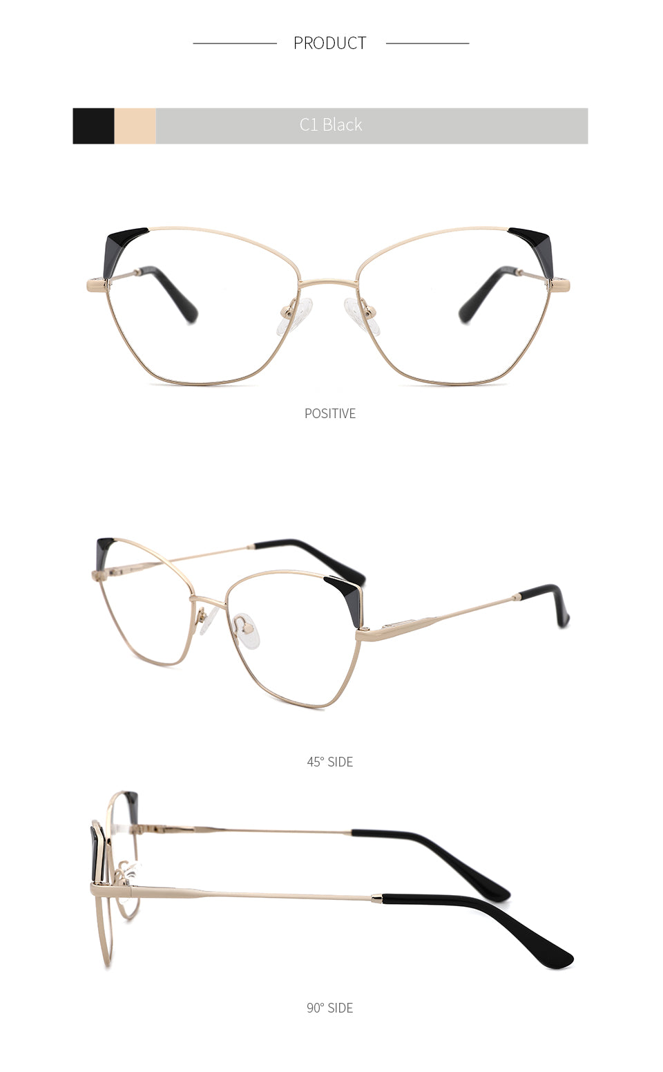 Kansept Women's Full Rim Polygon Cat Ear Stainless Steel Frame Eyeglasses Ms8128 Full Rim Kansept   