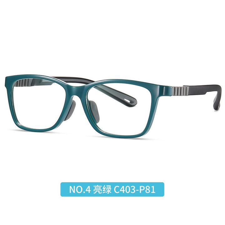 Children's Unisex Full Rim TR Silica Gel Titanium Frame Eyeglasses Trzc812 Full Rim Bclear Bright Green  