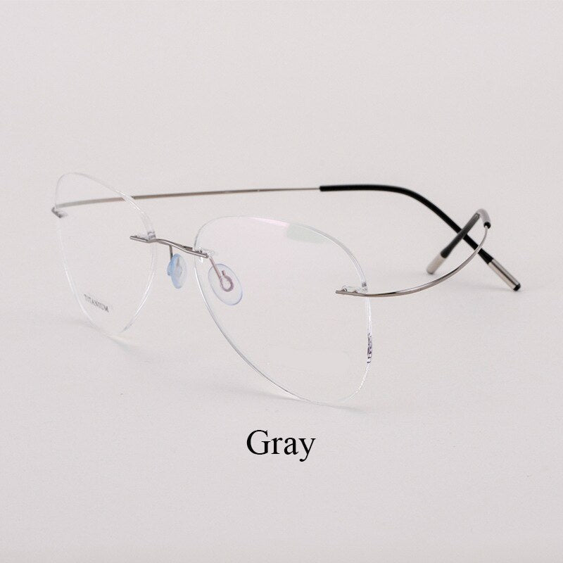 Bclear Men's Eyeglasses Titanium Rimless Lightweight Flexible 20002 Rimless Bclear Light Gray  