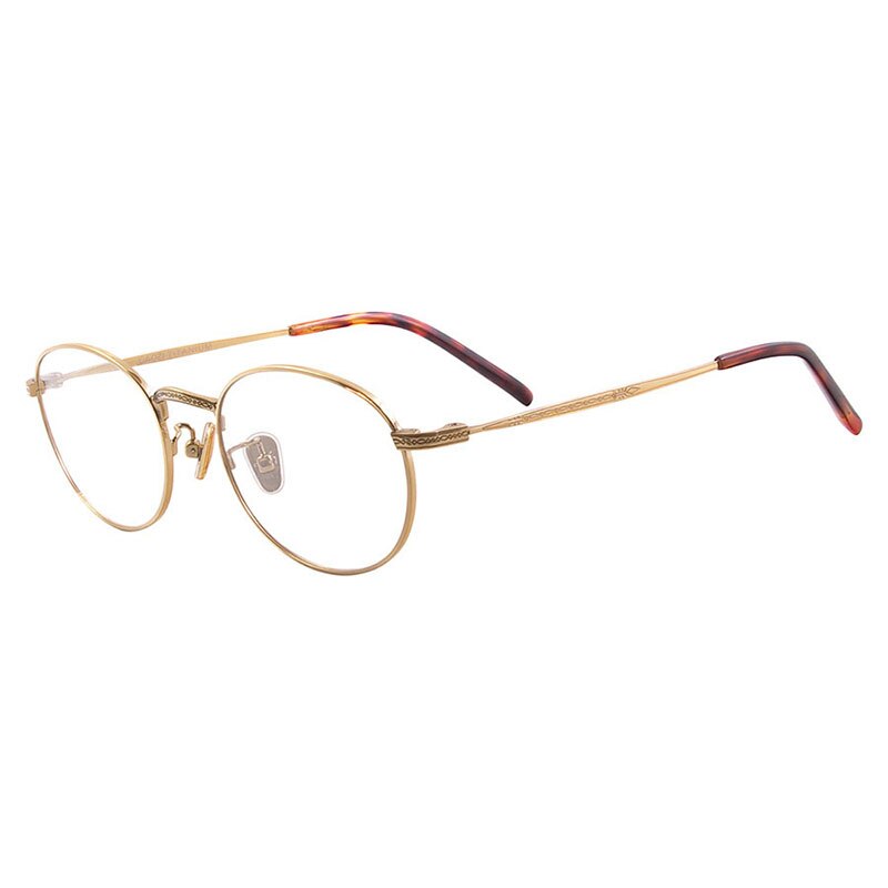 Aissuarvey Titanium Round Full Rim Frame Unisex Eyeglasses Full Rim Aissuarvey Eyeglasses Gold  