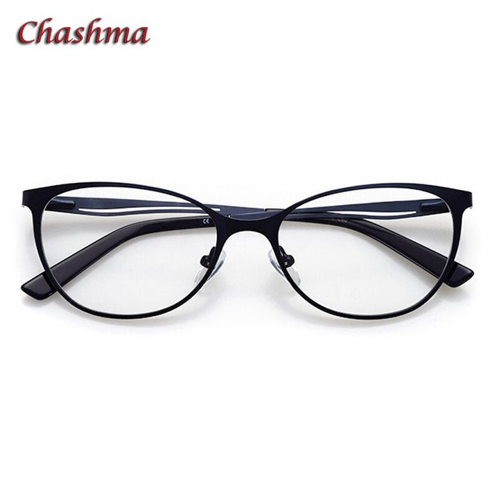 Chashma Ochki Women's Full Rim Square Cat Eye Alloy Eyeglasses 4104 Full Rim Chashma Ochki Dark Blue  