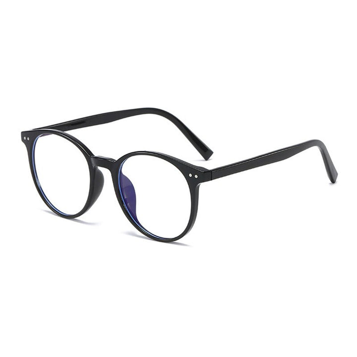 Hotony Women's Full Rim Round Acetate Frame Eyeglasses 3003 Full Rim Hotony Shiny Black  