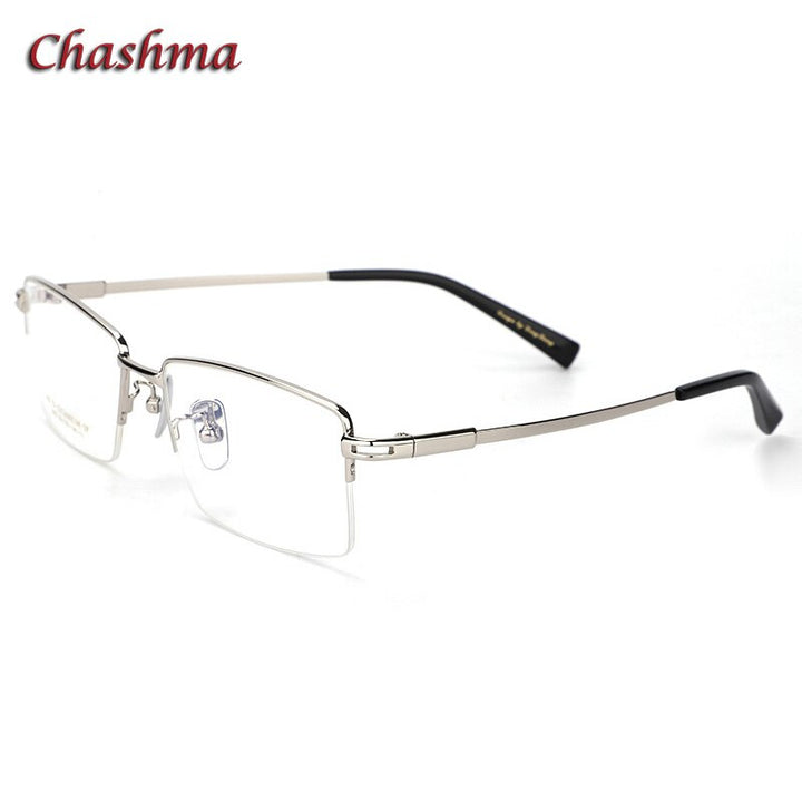 Chashma Ochki Men's Semi Rim Square Titanium Eyeglasses 0205 Semi Rim Chashma Ochki Silver  