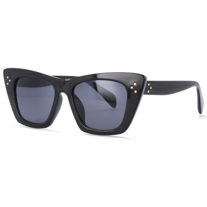 CCSpace Women's Full Rim Cat Eye Rivet Acetate Frame Sunglasses 54001 Sunglasses CCspace Sunglasses black  