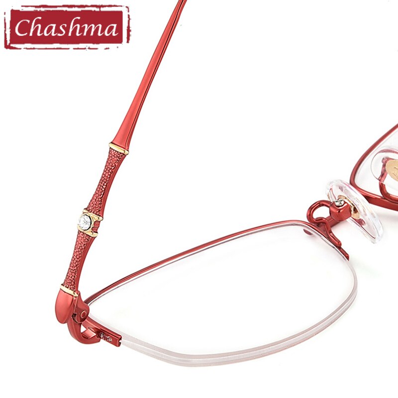 Women's Oval Titanium Tinted Lens Semi Rim Eyeglasses 8331 Frames Chashma   
