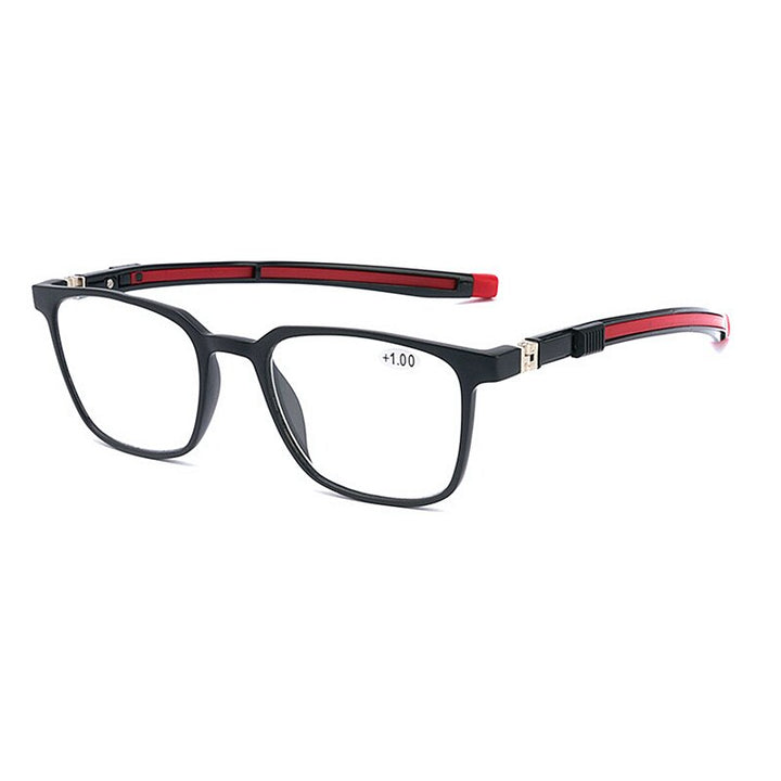 Yimaruili Unisex Full Rim Acrylic Frame Presbyopic Reading Glasses Anti Blue Light Lenses TR809-2 Reading Glasses Yimaruili Eyeglasses +100 Black Red 