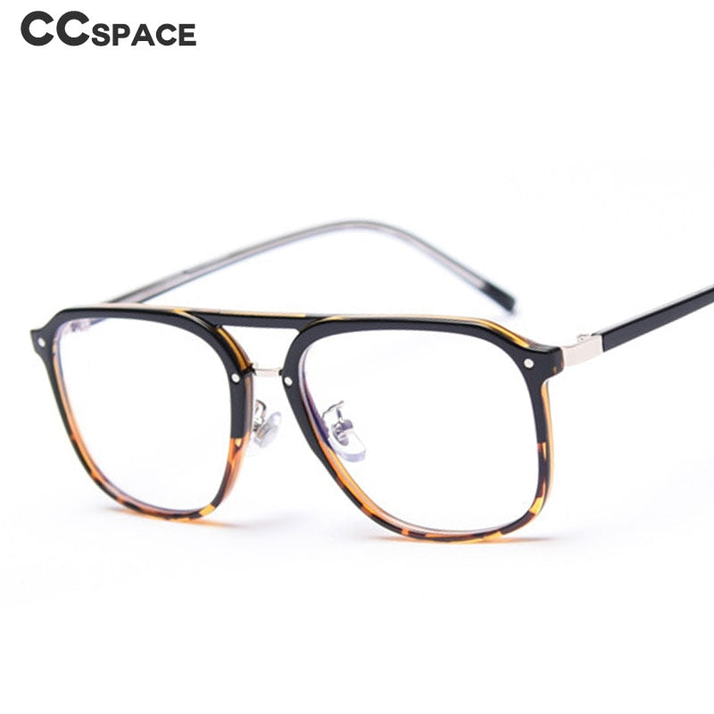 CCspace Women's Full Rim Square Tr 90 Titanium Double Bridge Frame Eyeglasses 49357 Full Rim CCspace   
