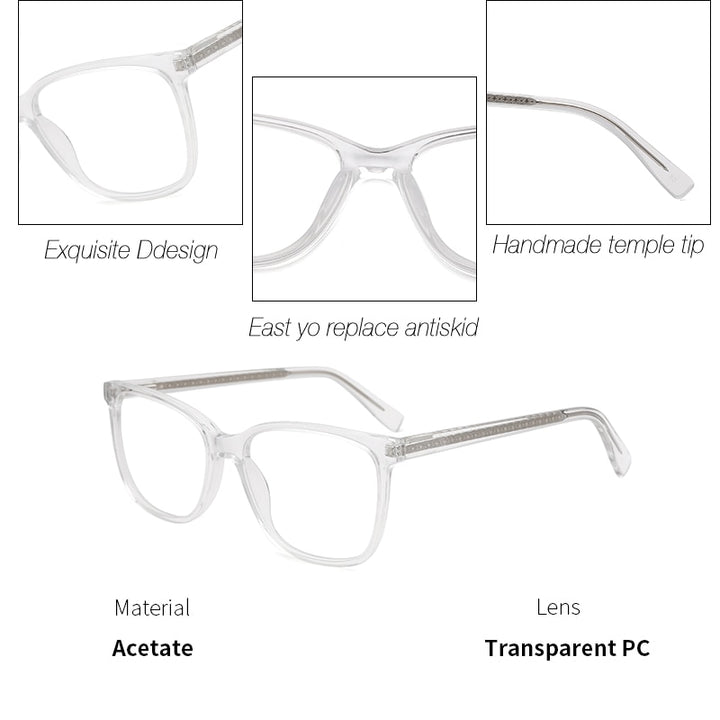 Kansept Women's Full Rim Round Crystal Acetate Frame Eyeglasses G3001 Full Rim Kansept   