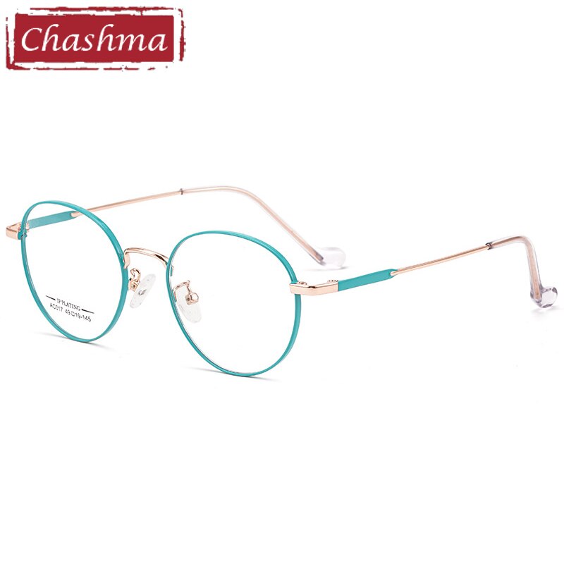 Chashma Ottica Unisex Full Rim Oval Stainless Steel Eyeglasses A017 Full Rim Chashma Ottica Green Rose Gold  