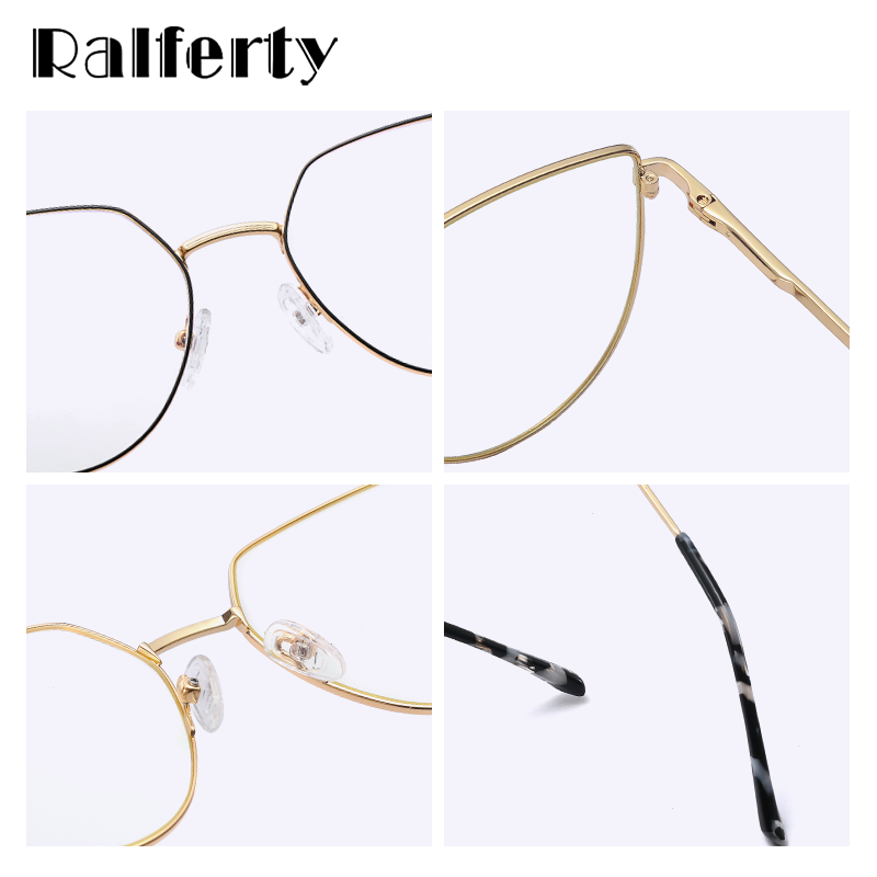 Ralferty Women's Full Rim Flat Top Cat Eye Alloy Eyeglasses F91211 Full Rim Ralferty   