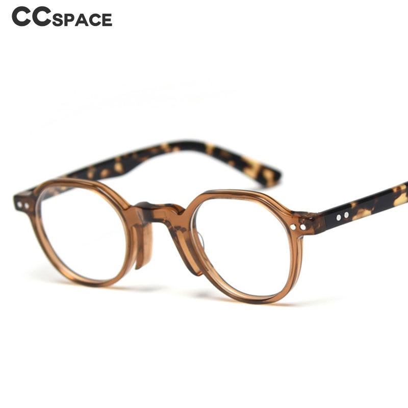 CCspace Unisex Full Rim Round Acetate Frame Eyeglasses 49806 Full Rim CCspace   