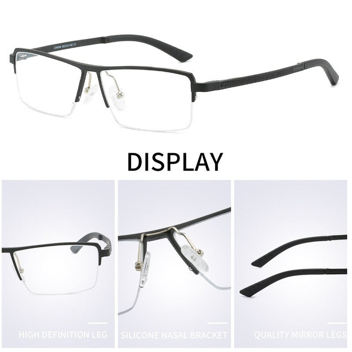 Hdcrafter Unisex Semi Rim Rectangle Tr 90 Titanium Frame Eyeglasses P6340 Semi Rim Hdcrafter Eyeglasses   
