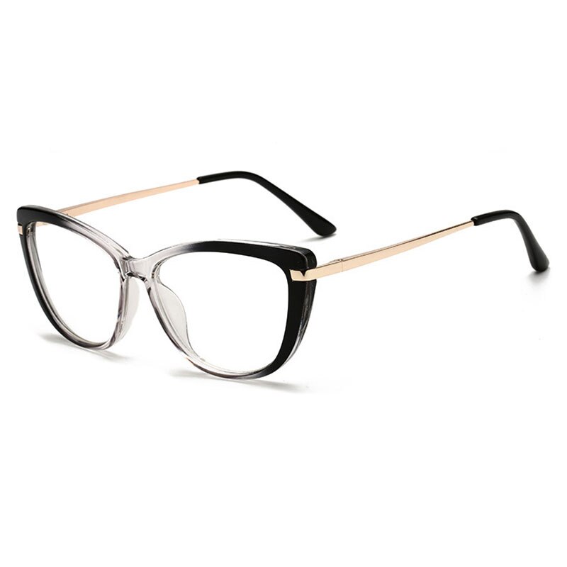 Hotony Unisex Full Rim Cat Eye Alloy Acetate Frame Spring Hinge Eyeglasses 32014 Full Rim Hotony black  