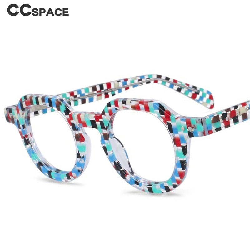 CCspace Unisex Full Rim Round Acetate Frame Eyeglasses 49875 Full Rim CCspace   