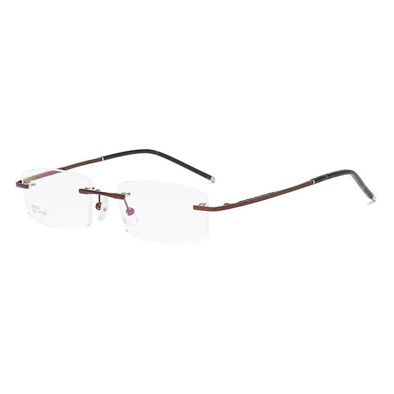 Zirosat 58076 Unisex Eyeglasses Alloy Titanium Square Rimless - red
