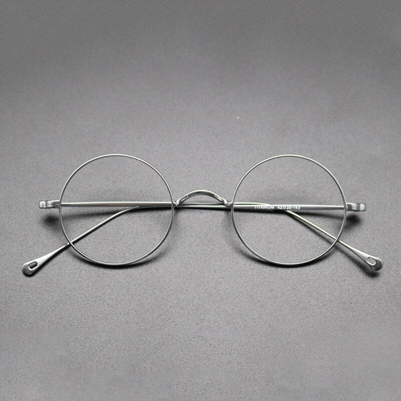 Gatenac Unisex Full Rim Round Titanium Frame Eyeglasses Gxyj573 Full Rim Gatenac Silver  
