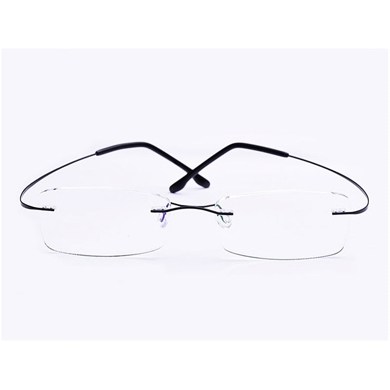 Yimaruili Unisex Rimless TR 90 Resin β Titanium Frame Eyeglasses Rimless Yimaruili Eyeglasses Black  