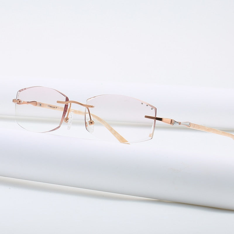 Zirosat 9150 Women's Eyeglasses Titanium Rimless Eyewear Diamond Trimmed Rimless Zirosat   