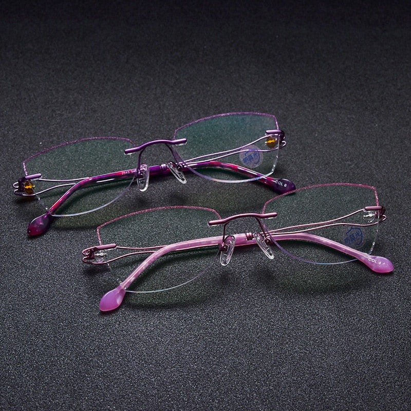 Reven Jate Women's Eyeglasses Titanium Rimless Diamond Cutting 2534 Rimless Reven Jate   