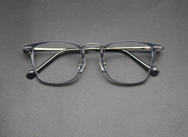 Aissuarvey Plated Titanium Acetate Rectangular Full Rim Unisex Eyeglasses Full Rim Aissuarvey Eyeglasses Blue silver CN 