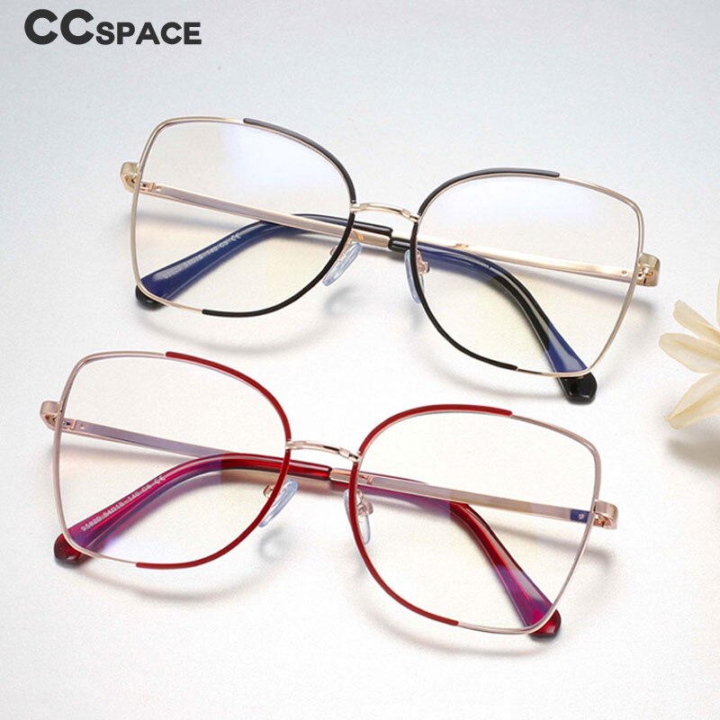 CCSpace Unisex Semi Rim Square Alloy Frame Eyeglasses 54079 Semi Rim CCspace   
