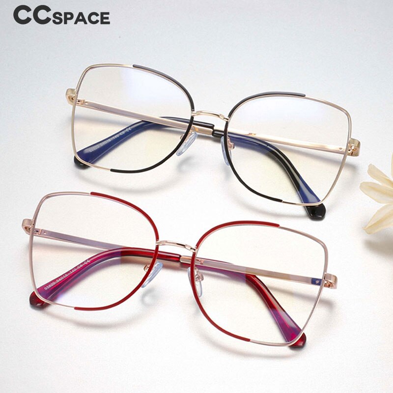CCspace Unisex Semi Rim Square Alloy Frame Eyeglasses 54079 Semi Rim CCspace   