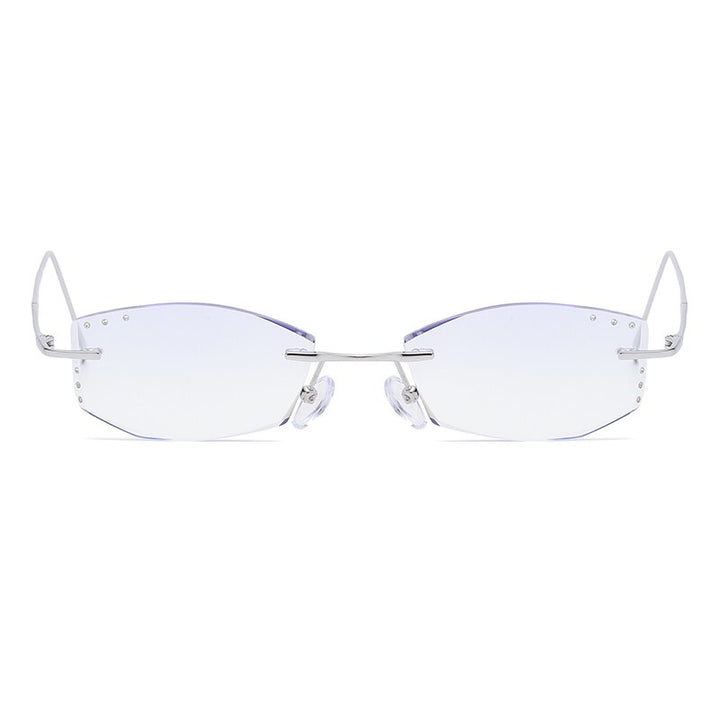 Zirosat 632HT Women's Eyeglasses Titanium Rimless Diamond Trimmed Rimless Zirosat   
