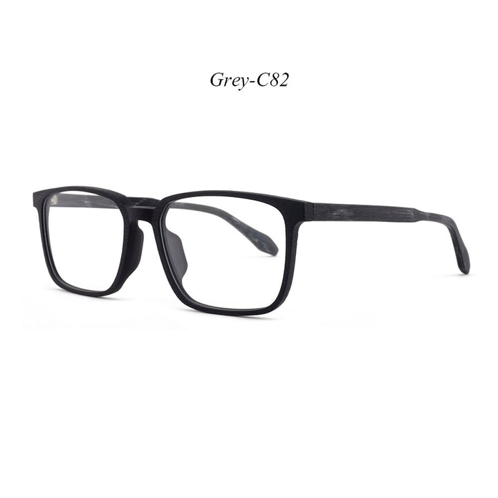 Hdcrafter Men's Full Rim Oversized Square Wood Frame Eyeglasses 1693 Full Rim Hdcrafter Eyeglasses C82  