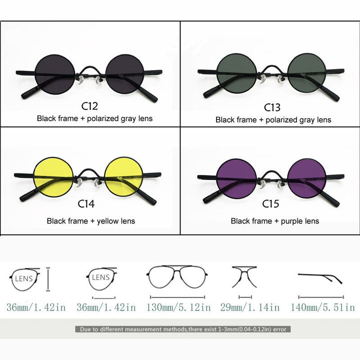 Unisex Acetate Alloy Frame Small Round Sunglasses Sunglasses Yujo   