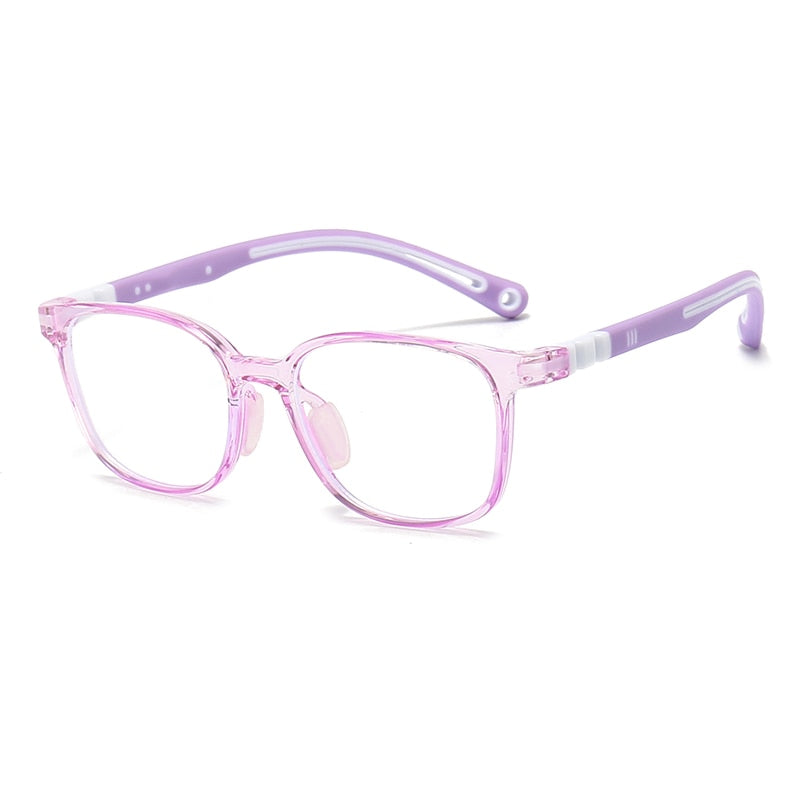 Oveliness Unisex Children's Full Rim Square Tr 90 Titanium Eyeglasses Trd101 Full Rim Oveliness c5 purple  