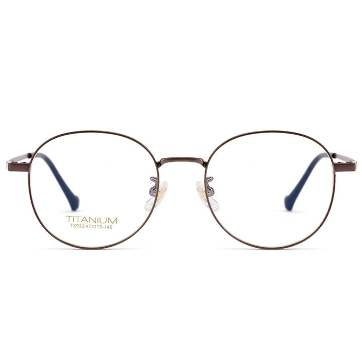 Yimaruili Men's Full Rim Round β Titanium Frame Eyeglasses T3933 Full Rim Yimaruili Eyeglasses   