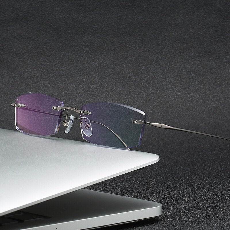 Zirosat 2230 Alloy Titanium Eyeglasses Unisex Square Rimless Rimless Zirosat   