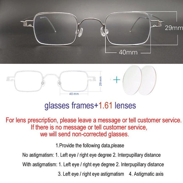 Unisex Handcrafted Screwless Rectangular Eyeglasses Customizable Lenses Frame Yujo C2 China 