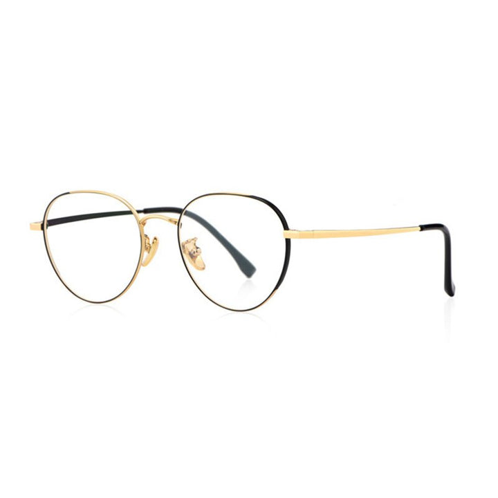 Handoer Women's Full Rim Irregular Round Titanium Eyeglasses T3927 Full Rim Handoer   