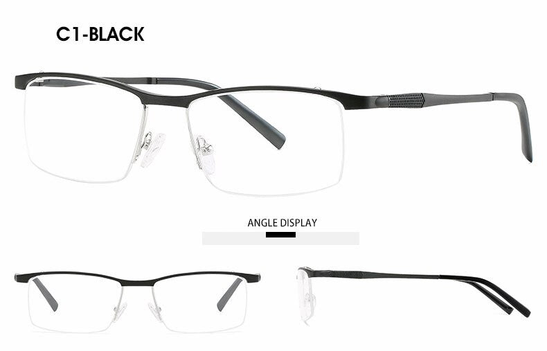 Hotochki Unisex Semi Rim Aluminum Magnesium Alloy Frame Eyeglasses 6303 Semi Rim Hotochki   