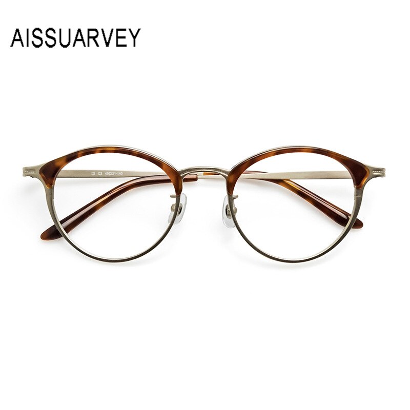 Aissuarvey Full Rim Round Acetate Alloy Horn Rim Frame Eyeglasses Unisex Full Rim Aissuarvey Eyeglasses   