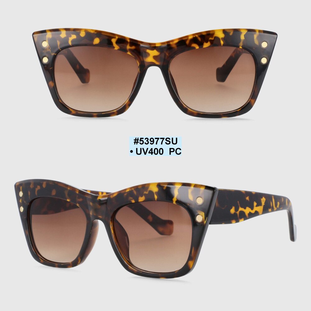 CCSpace Women's Full Rim Oversized Cat Eye Resin Frame Sunglasses 53977 Sunglasses CCspace Sunglasses Leopard  