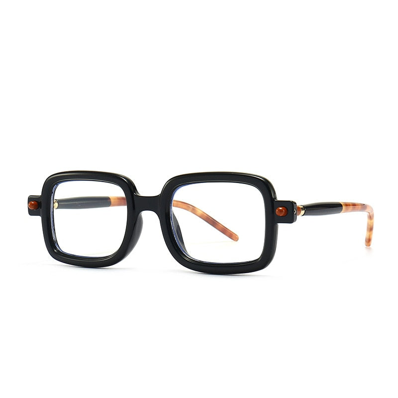 CCSpace Unisex Full Rim Rectangle Resin Frame Eyeglasses 53979 Full Rim CCspace black-leopard  