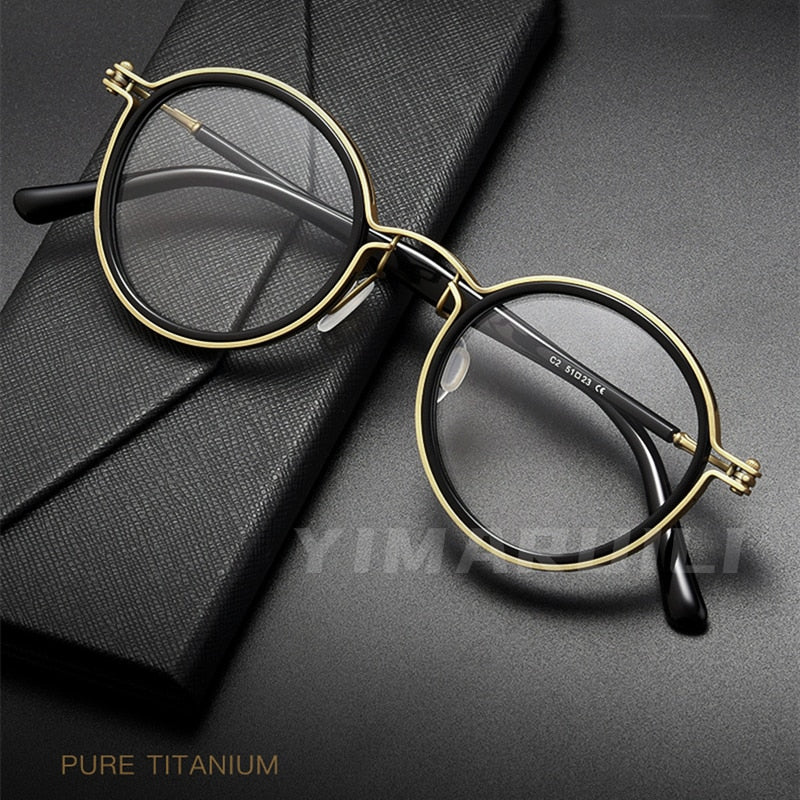 Yimaruili Unisex Full Rim Round Titanium Frame Eyeglasses H33088 Full Rim Yimaruili Eyeglasses   