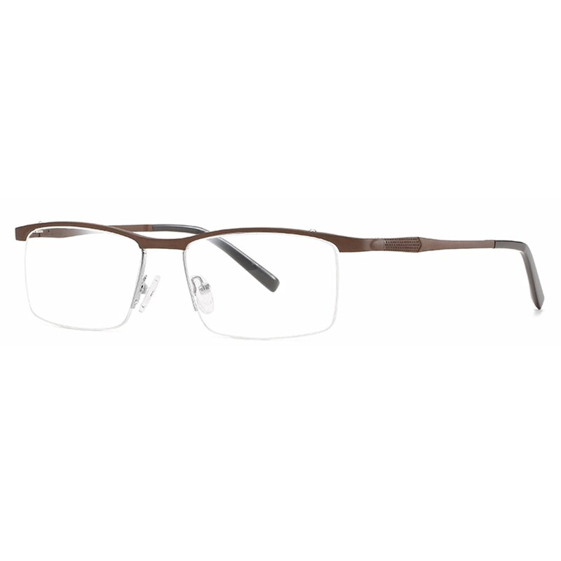 Hotony Unisex Semi Rim Square Alloy Frame Eyeglasses 6303 Semi Rim Hotony Auburn  