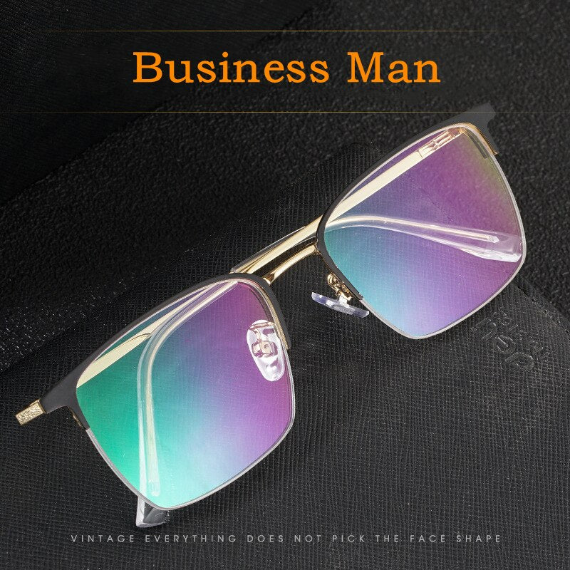 KatKani Men's Semi Rim Titanium Alloy Frame Eyeglasses 6139 Semi Rim KatKani Eyeglasses   