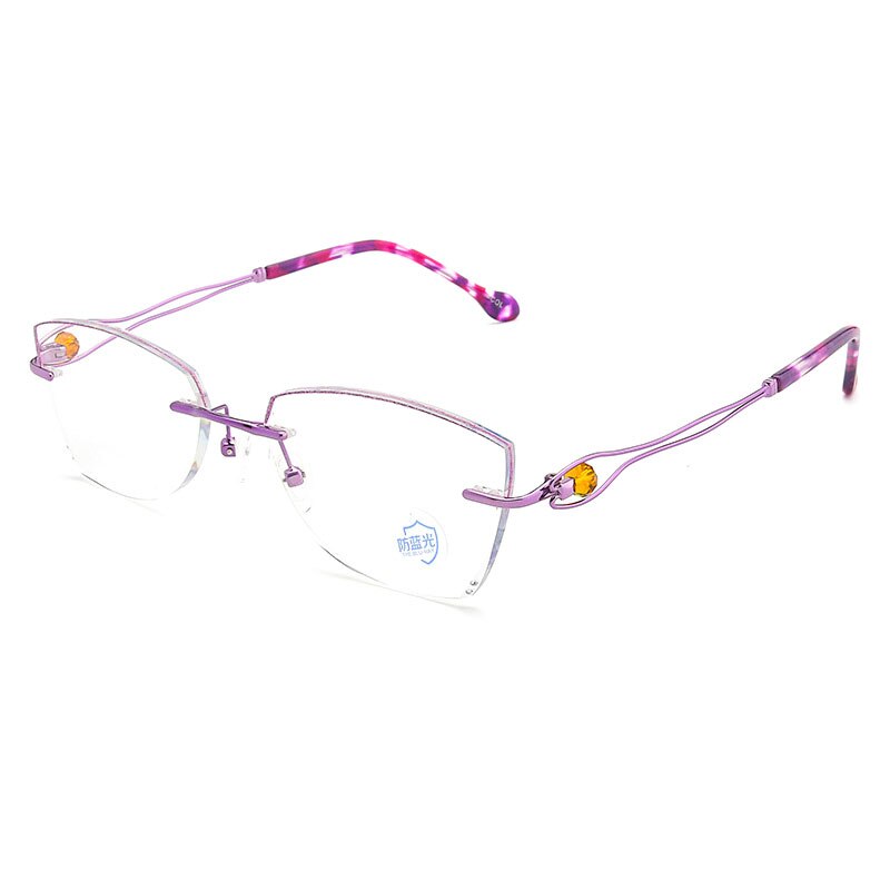 Reven Jate Women's Eyeglasses Titanium Rimless Diamond Cutting 2534 Rimless Reven Jate purple  