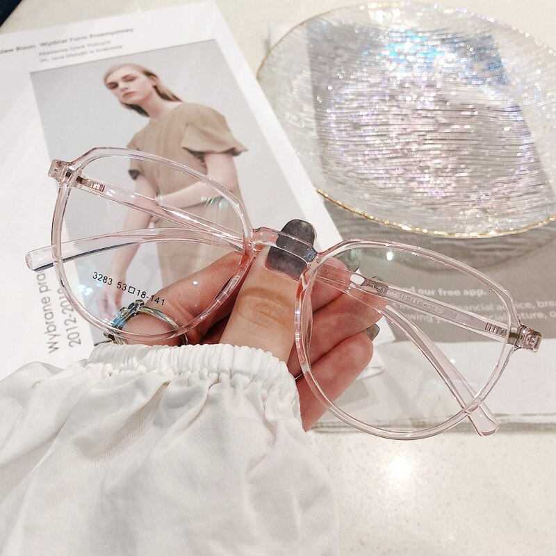 Yimaruili Women's Full Rim Resin Round Frame Eyeglasses 3283 Full Rim Yimaruili Eyeglasses Transparent Pink  