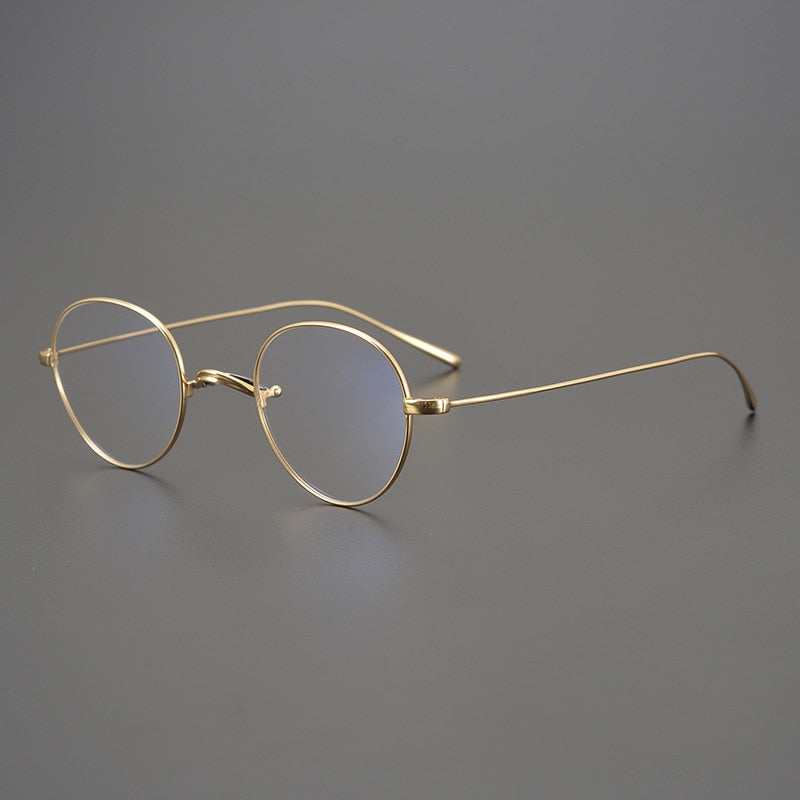 Muzz Unisex Full Rim Round Oval Titanium Frame Eyeglasses Mmmm1241 Full Rim Muzz Gold  