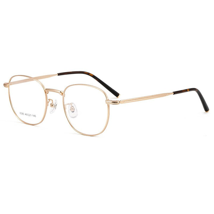 KatKani Unisex Full Rim Alloy Round Frame Eyeglasses 6090 Full Rim KatKani Eyeglasses Gold  